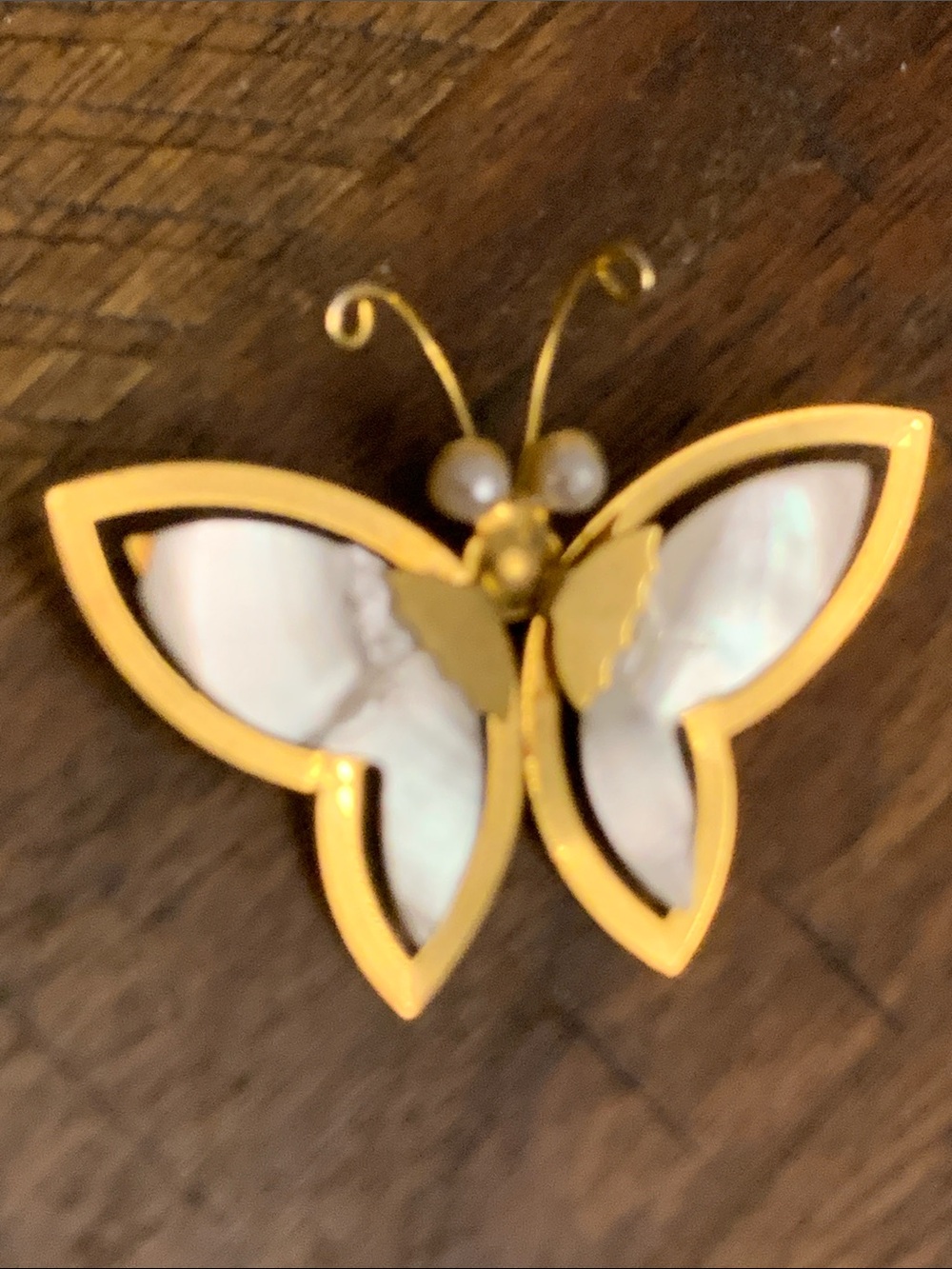 Gold and Mother-of-Pearl Butterfly Accent - Unbranded